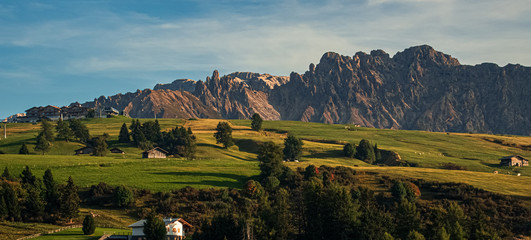 Beautiful alpine view at the famous Seiser Alm, South Tyrol, Italy