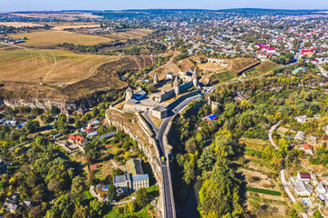 Fototapeta premium Aerial view from drone over of the Kamianets-Podilskyi Castle