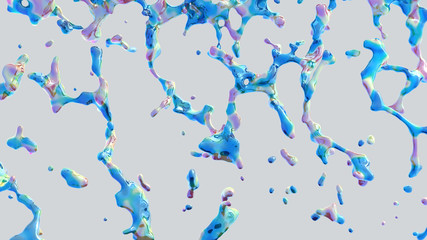 falling blue water on white background