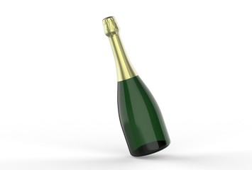 Champagne Box Bottle For Branding. 3d render illustration.