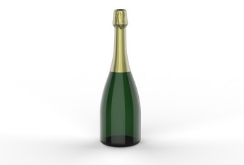 Champagne Box Bottle For Branding. 3d render illustration.