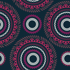 Seamless round ornate shapes repeat endless decorative tracery background