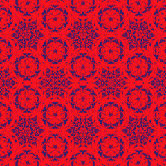 Seamless retro style floral pattern background with vivid red color tone. Wrapping paper, wall paper, gift card, greeting card and invitation background.