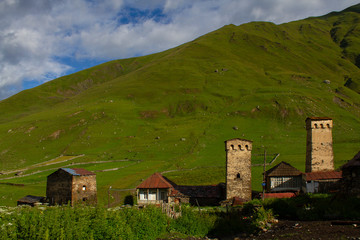Svan towers in Ushguli village,  Georgia