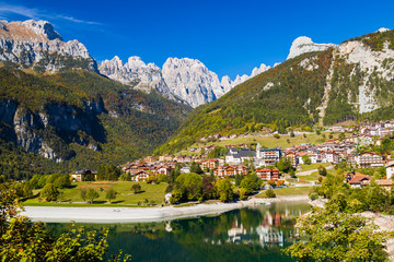 Molveno lake is a beautiful magical place in the Italian Alps