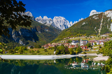 Molveno lake is a beautiful magical place in the Italian Alps