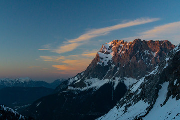 Close up of mountain top with snow