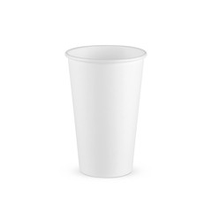 White paper coffee cup large size isolated on white background. Front view. Packaging template mockup collection.