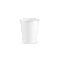 White paper coffee cup small size isolated on white background. Front perspective view. Packaging template mockup collection.
