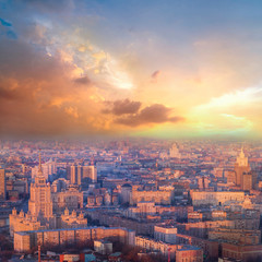 cityscape of modern and urban skyscrapers Moscow International Business Center is Architecture and landmark of Moscow City with sweet sunset sky, moscow city, Russia