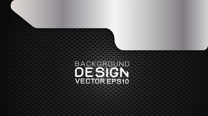 Vector design trendy and technology background concept. Metal frame border dimension by carbon fiber texture and copy space on dark background, Abstract futuristic technology template.