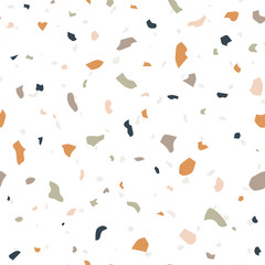 Terrazzo seamless pattern. Vector marble background. Repeating wallpaper. Abstract trendy print.