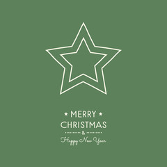 Merry Christmas and Happy New Year - card with hand drawn star. Vector.