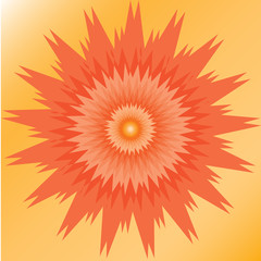 Abstract red sun flower on the yellow gradient background illustration-vector