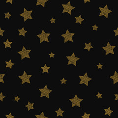 Hand drawn stars on a background - seamless pattern. Vector.