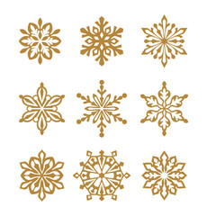 Set of different snowflake silhouette. Winter holiday decoration.Vector illustration