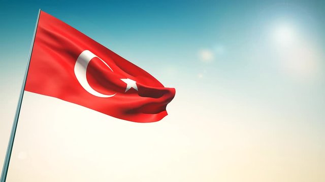 1080p turkey waving flag