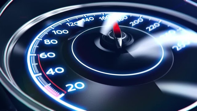 Extremely fast driving, car speedometer showing acceleration, drunk driving. Racing car speedometer