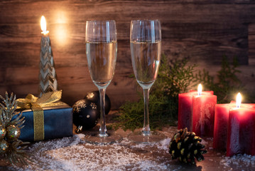 New years eve celebration background with champagne