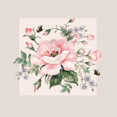  Floral watercolor arrangement of roses and wild flowers-2.jpg