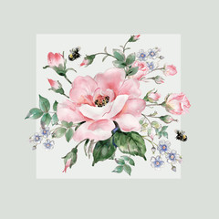  Floral watercolor arrangement of roses and wild flowers-3.jpg