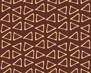 Fototapeta premium Geometric abstract background. Seamless abstract doodle triangle geometrical background. Ethnic, tribal african pattern doodle. Boho chic digital paper, textile print. Repeated triangles ornament