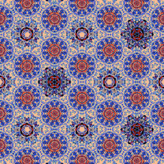 Vintage style detailed seamless pattern background. Fractal & kaleidescope art pattern background. Wall paper, wrapping paper, gift card, invitation and cover design.