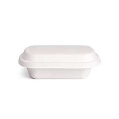 Paper lunch box food tray container isolated on white background. Front view. Packaging template mockup collection