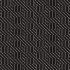 Vector seamless stylish pattern. Geometric striped ornament. Simple lattice lines dark background.