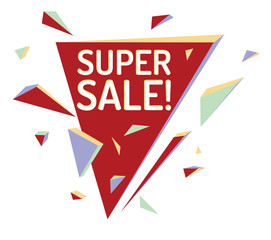 Super sale abstract red triangles advertising sign 