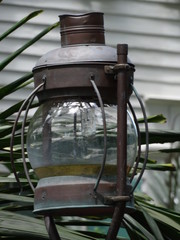 closeup of decorative old copper latern #1