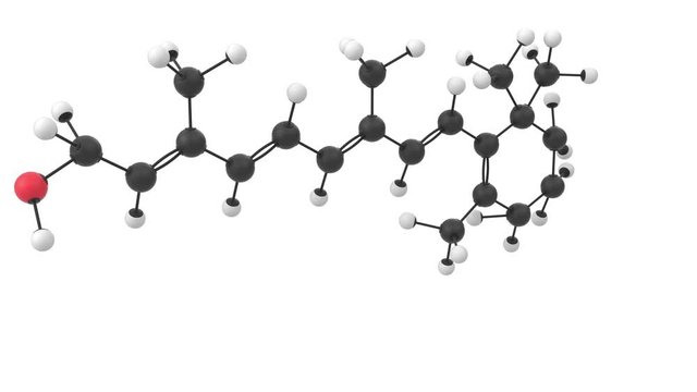 3D animation of a vitamin A molecule with alpha layer