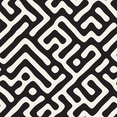 Vector seamless trendy pattern. Monochrome organic shapes texture. Abstract rounded messy lines stylish background.