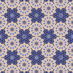 Vintage style ornamental seamless pattern background with triangle and hexagon shapes. Wrapping paper, wall paper, dark color tone pattern background.