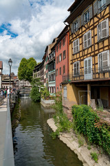 the old canals and half-timbered houses in Strasbourg