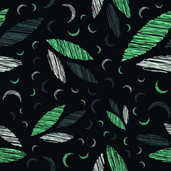 seamless natural leaves abstract artistic pattern repeat endless dark background