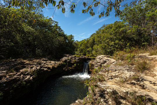waterfall in forest chapada dos veadeiros