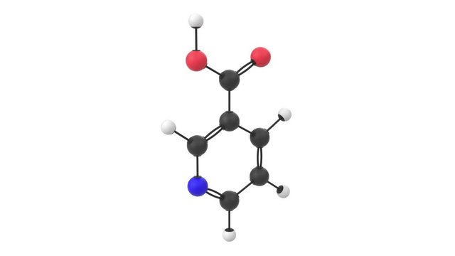 3D animation of a vitamin B3 niacin molecule with alpha layer