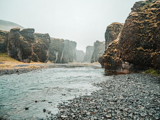 Fjadrargljufur canyon in Iceland in autumn colors