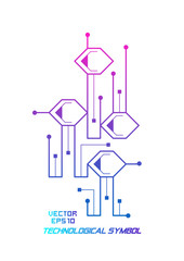 Technology symbol, logo.Molecular structure .Nanotechnology vector .Future industry illustration.