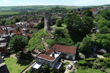 Aerial views of historic Lewes, East Sussex. - 300412044