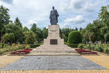 Fototapeta premium Vasile Lucaciu monument in Cetral Park in Satu Mare city, Romania
