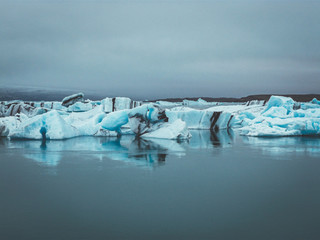 Dramatic scenery of J&ouml;kuls&aacute;rl&oacute;l ice lagoon in Iceland