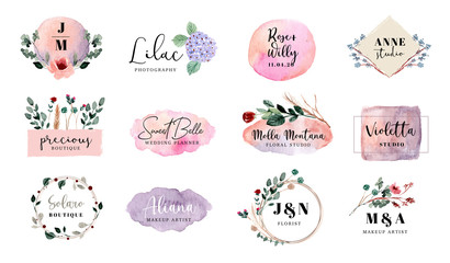 premade logo floral and brush stroke collection