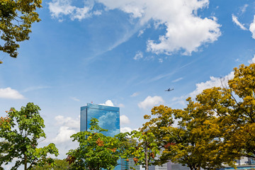 Obraz premium View of Osaka from Osaka Castle, Japan.