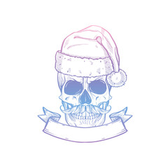 Hand drawn angry skull of Santa Claus