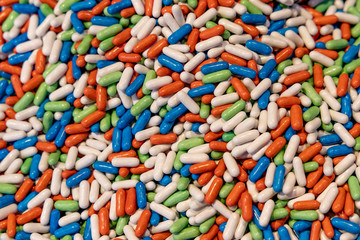 .Colored candies close-up. Sweet pills. Candy background.