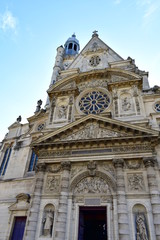 Fototapeta na wymiar Saint Etienne du Mont Church Facade. Paris, France.