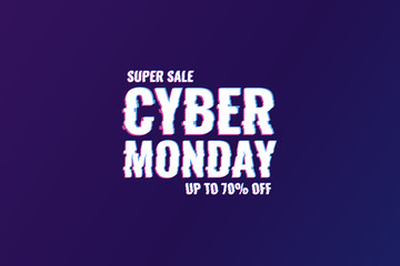 Cyber Monday. Abstract background with distorted inscription. Cyber Monday Sale background. Vector illustration