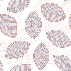 Hand drawn leaves. Seamless pattern.